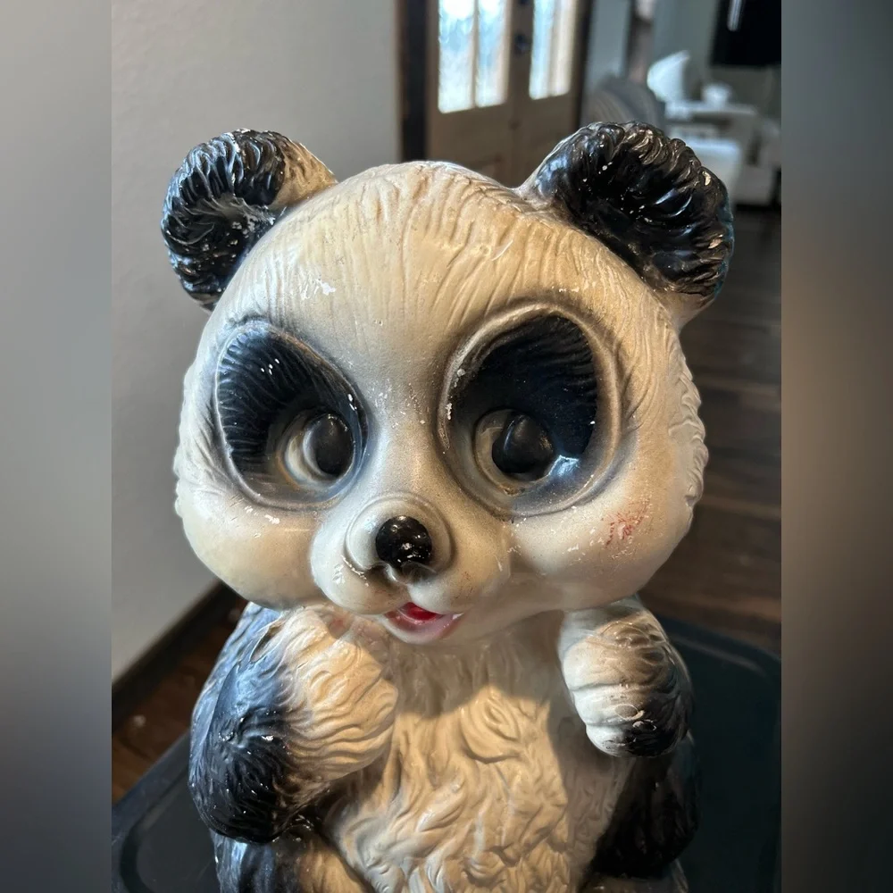 Vintage Silvestri Bros Corp Chalkware Bank Panda Teddy Bear Big Eyes 12